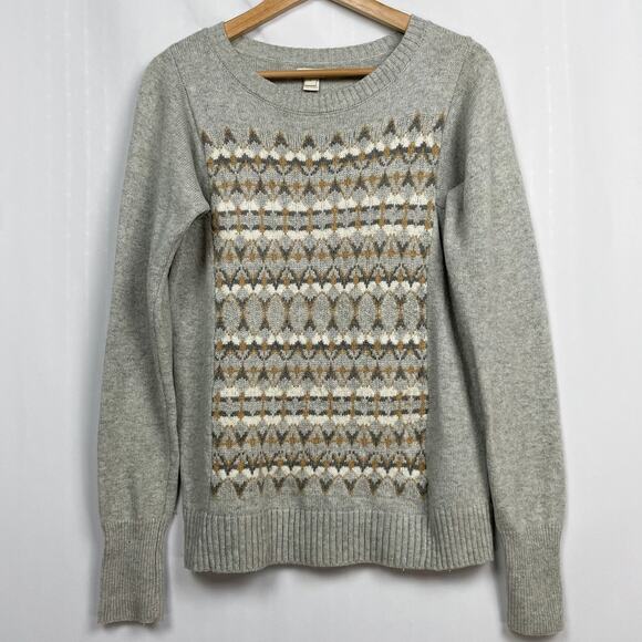 J. Crew Factory Merino Wool Blend Fair Isle Sweater Size S Gray Knit Style E3403 - Picture 14 of 14